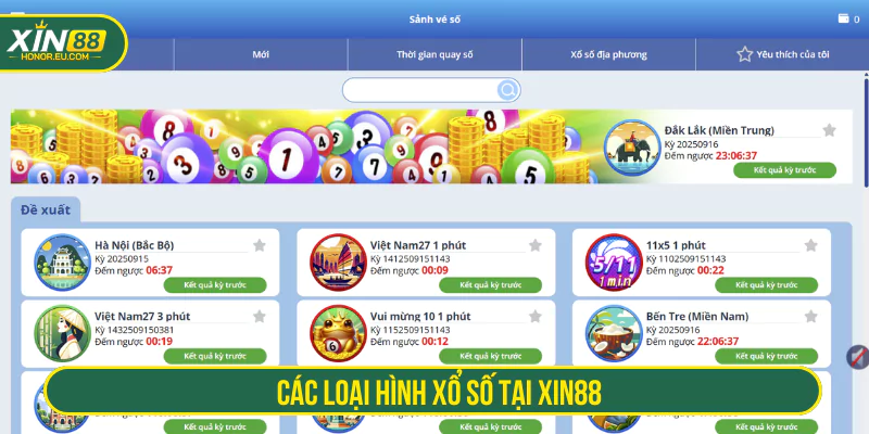 Các loại hình xổ số tại XIN88