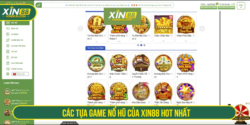 Các tựa game Nổ Hũ của XIN88 hot nhất