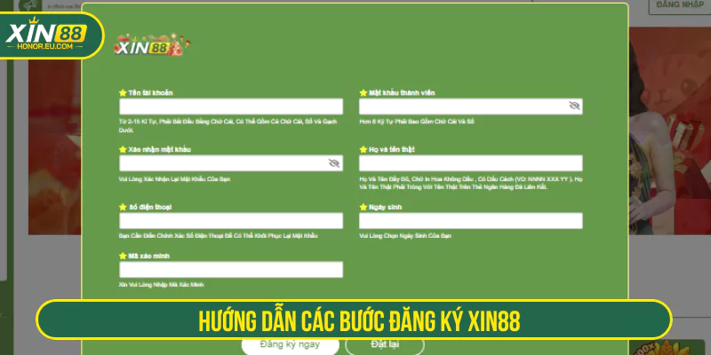 Hướng dẫn các bước đăng ký XIN88