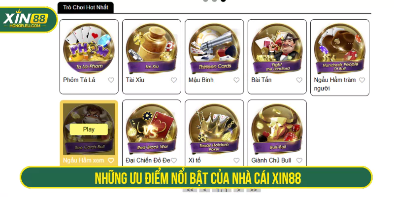 Những ưu điểm nổi bật của nhà cái XIN88